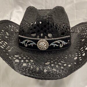 Bullhide Run A Muck Women's Straw Cowgirl Hat Black Size XL (Previously Owned)